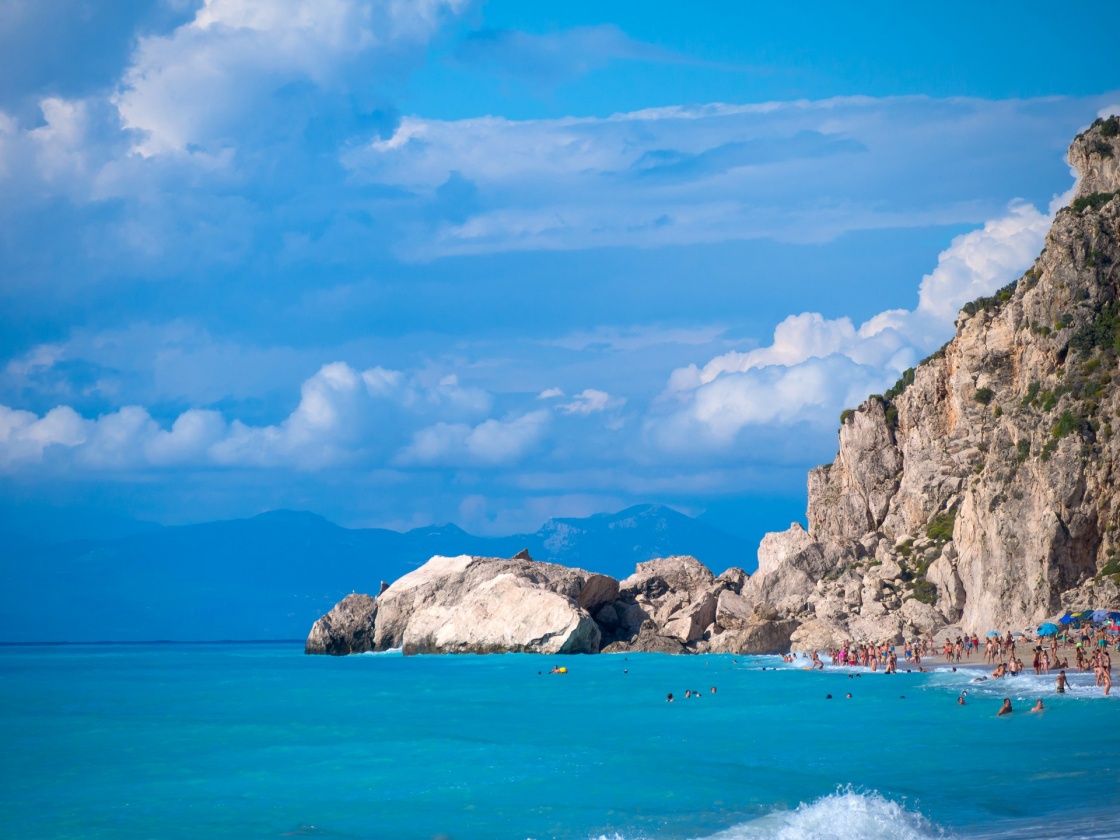 The famous Kathisma beach in Lefkada Greece